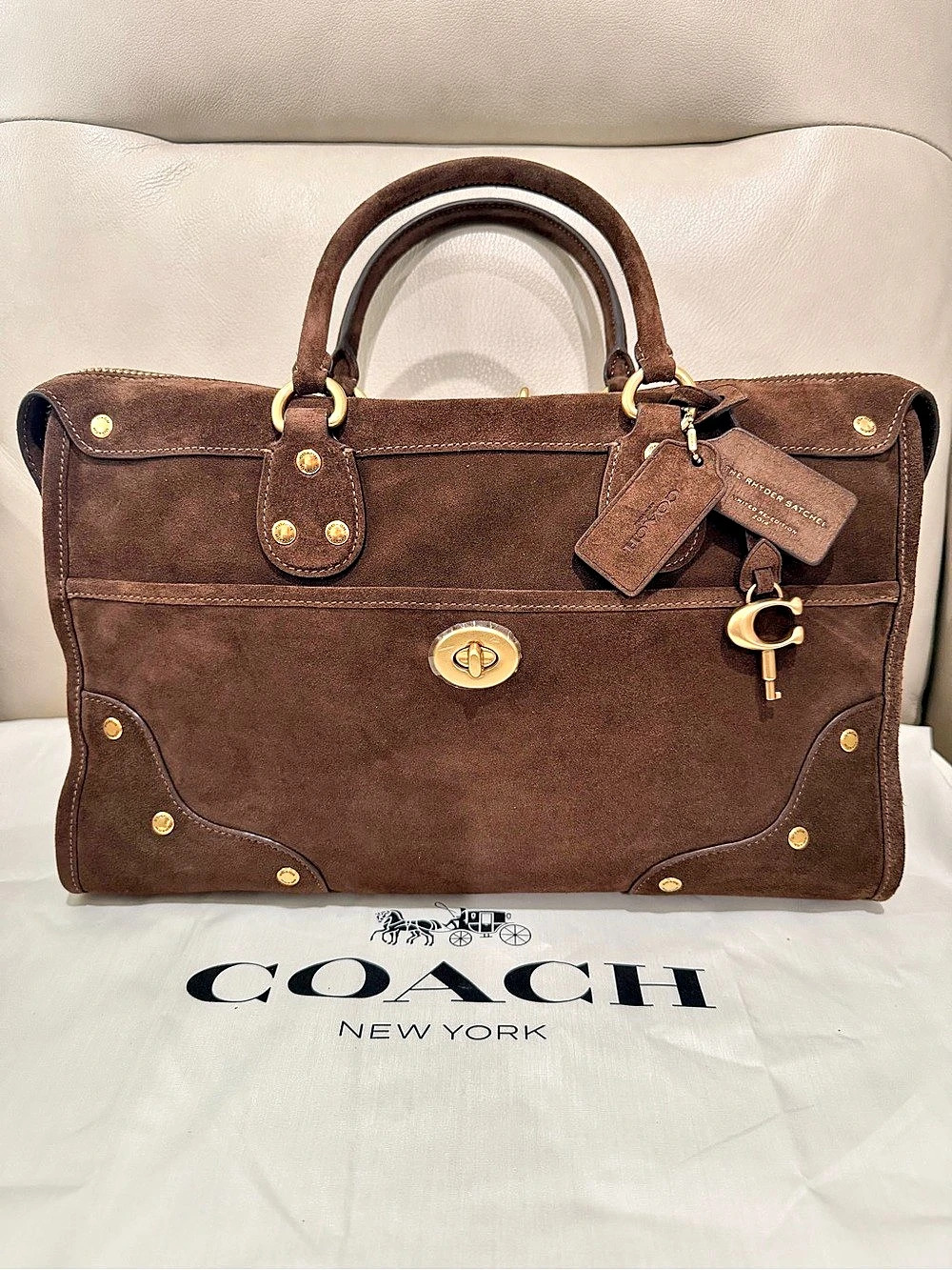 Coach Rhyder Satchel Suede Satchel 38 in Brown NWT